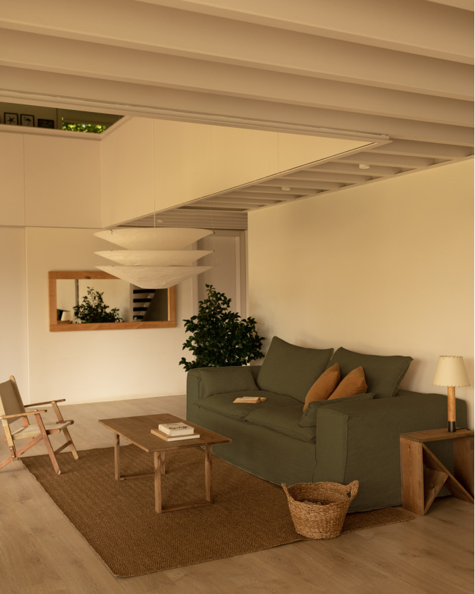 Housse pour canapé en lin déhoussable couleur verte en différentes tailles