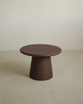 Table basse ronde en microciment marron en différentes tailles