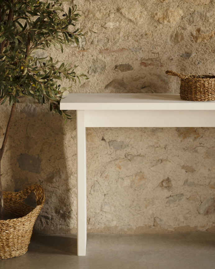 Console en bois massif ton blanc de 120x80cm
