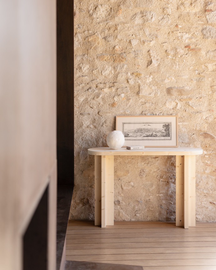Console en bois massif ton naturel 120x80cm