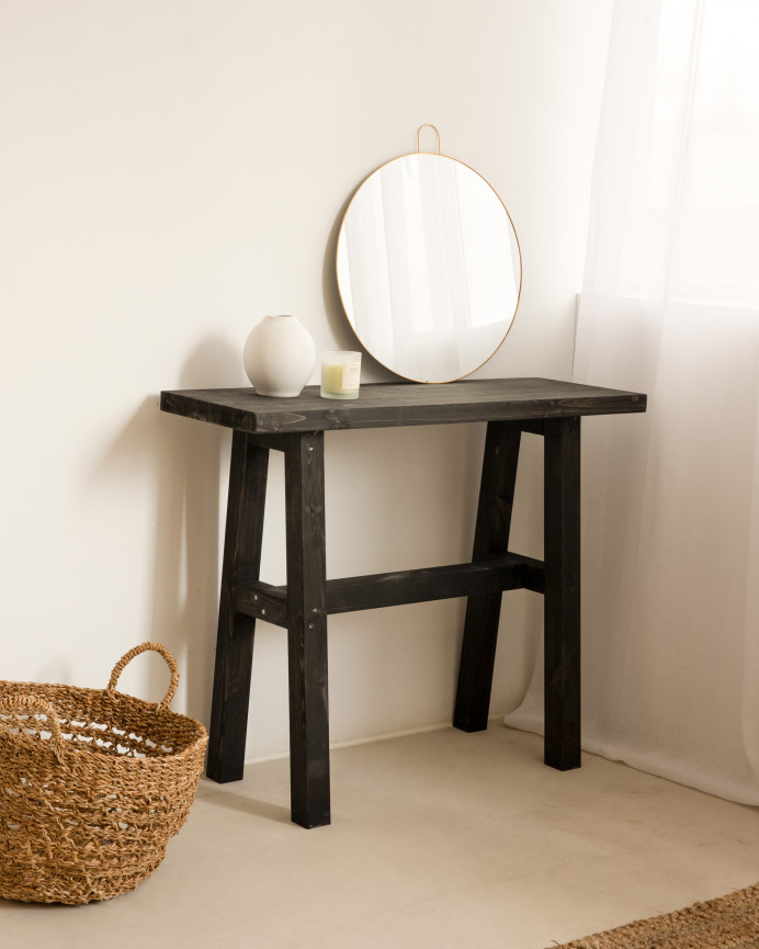 Console en bois massif en noir de 100x80cm