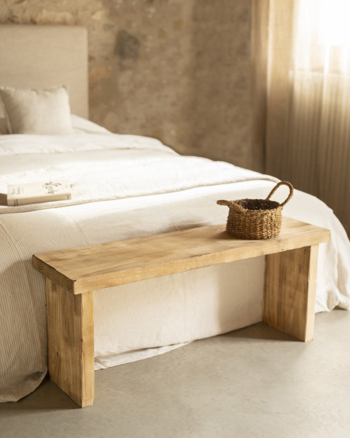 Banc rustique en bois massif de 109x45cm