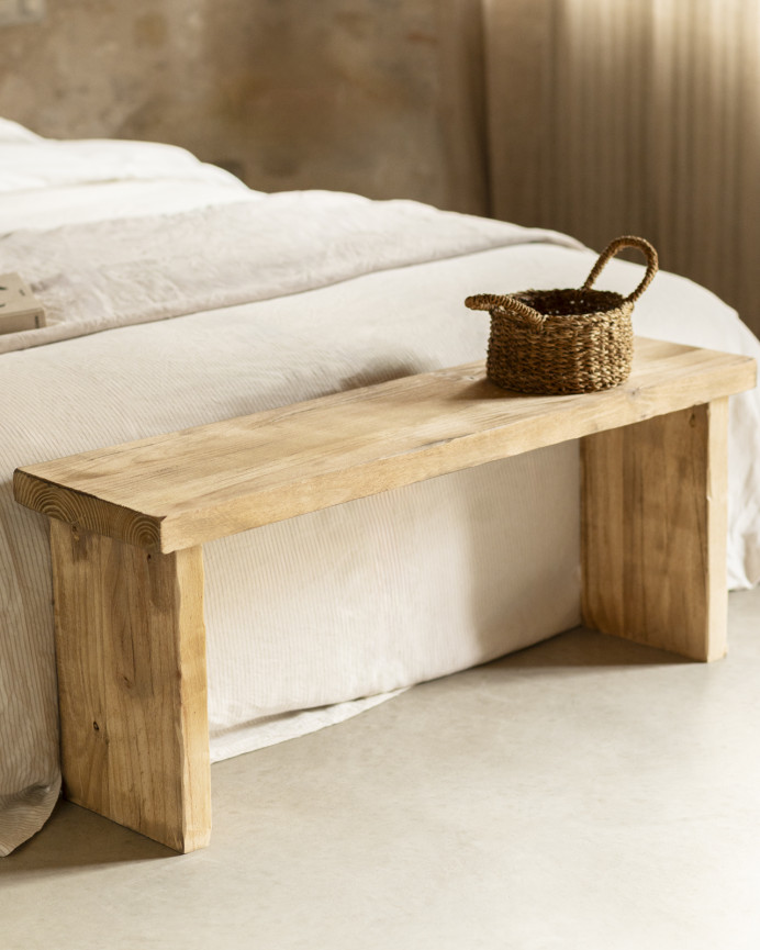 Banc rustique en bois massif de 109x45cm