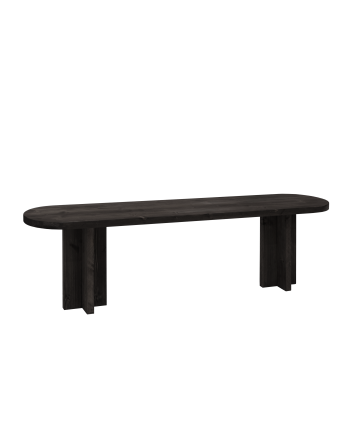 Banc en bois massif ton noir en différentes tailles