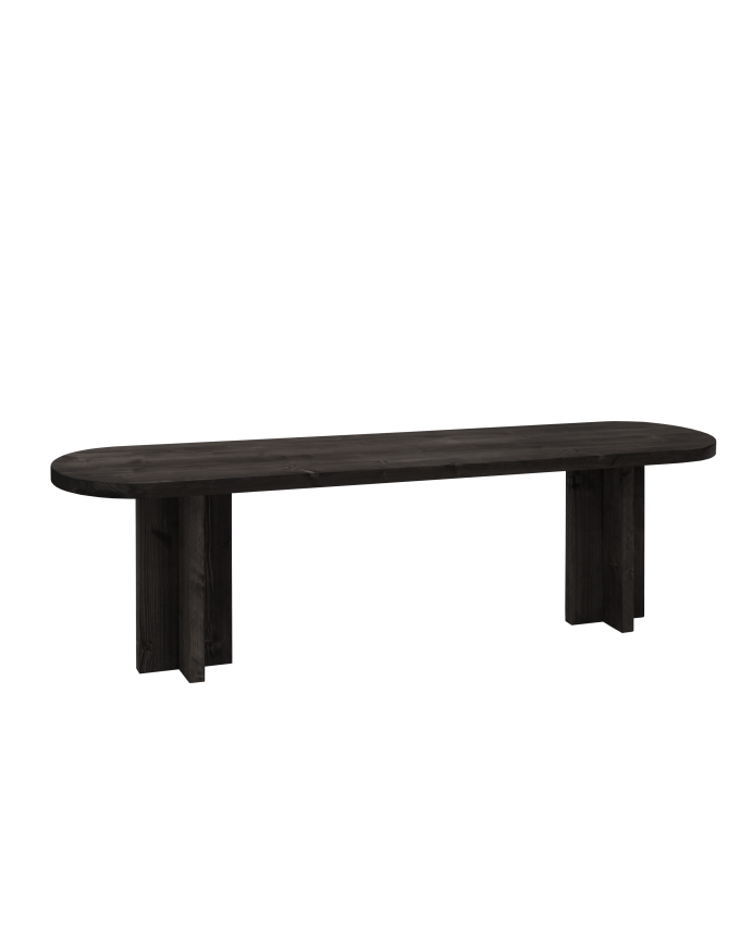 Banc en bois massif ton noir en différentes tailles