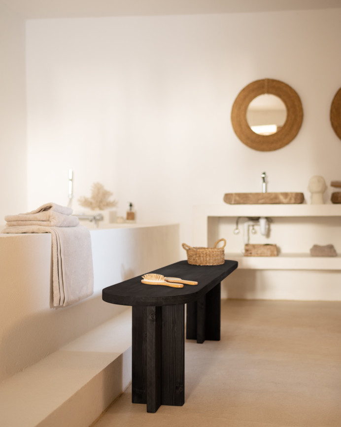 Banc en bois massif ton noir en différentes tailles