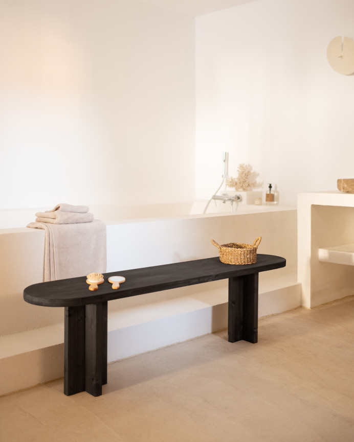 Banc en bois massif ton noir en différentes tailles