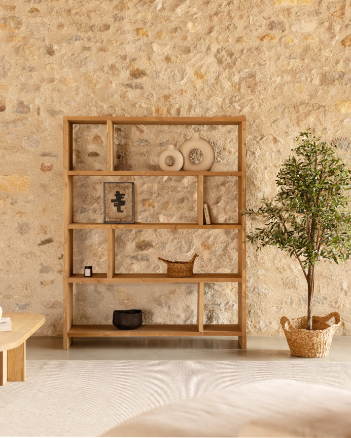 Étagère en bois massif ton chêne moyen de 180x140cm