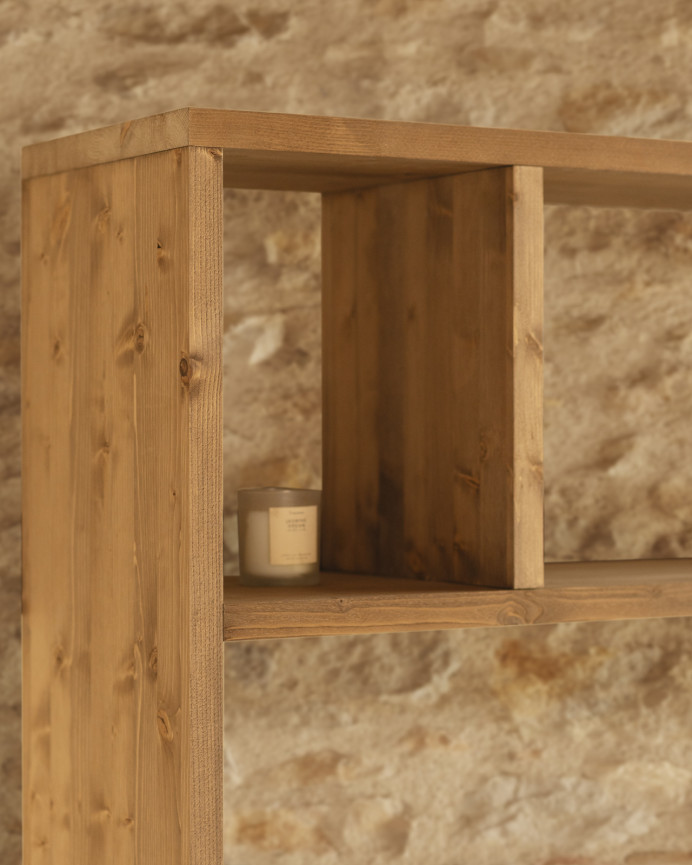 Étagère en bois massif ton chêne moyen de 180x140cm