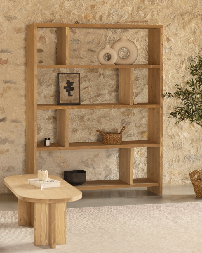 Étagère en bois massif ton chêne moyen de 180x140cm