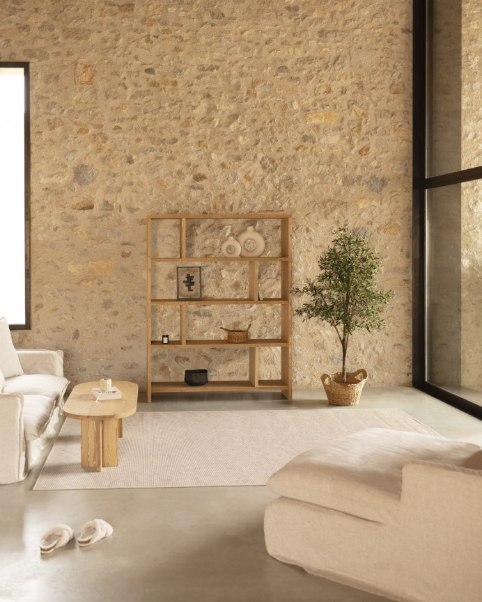 Étagère en bois massif ton chêne moyen de 180x140cm