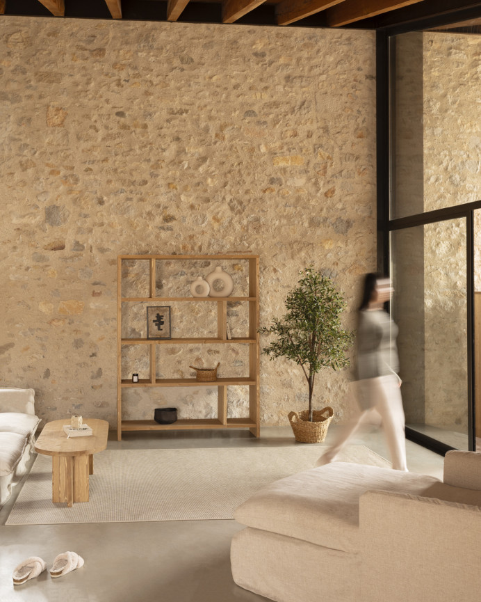 Étagère en bois massif ton chêne moyen de 180x140cm