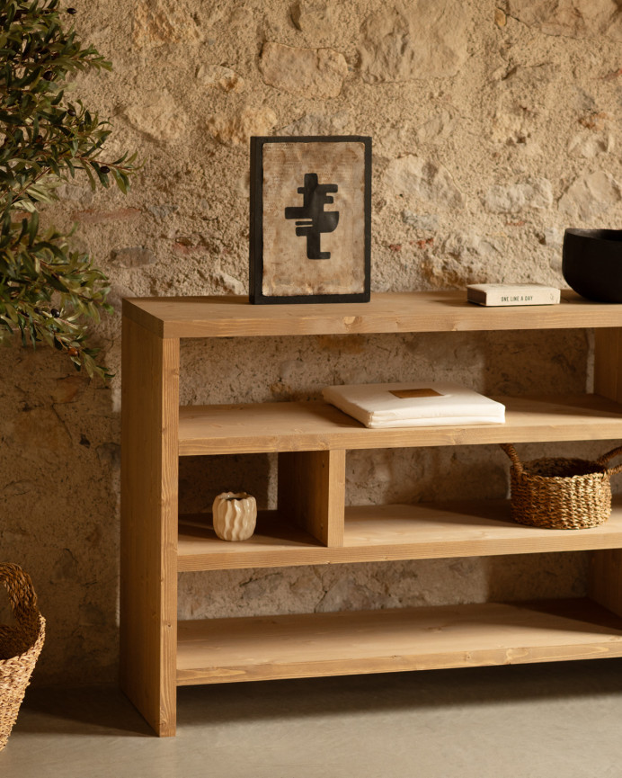 Étagère en bois massif ton chêne moyen de 80x140cm