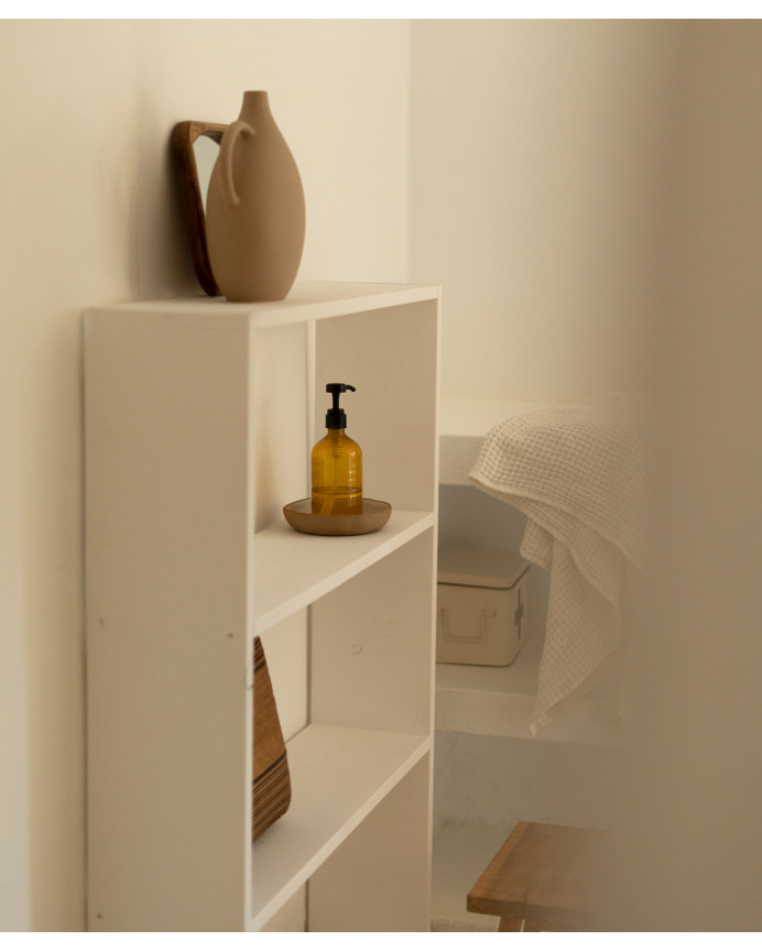Étagère en bois massif blanc avec 2 étagères