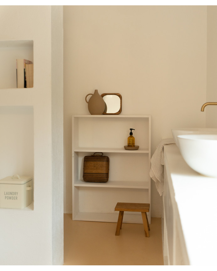 Étagère en bois massif blanc avec 2 étagères