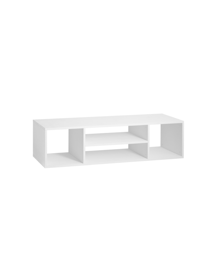 Meuble TV en bois massif ton blanc 160x40cm