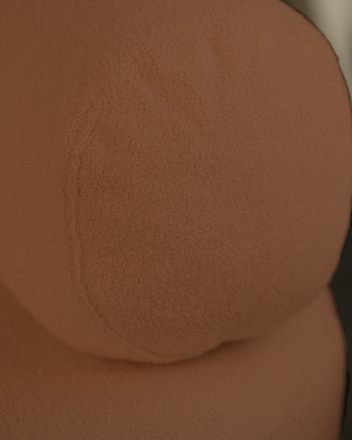 Fauteuil en bouclé rond couleur cuivre marron de 91x71cm