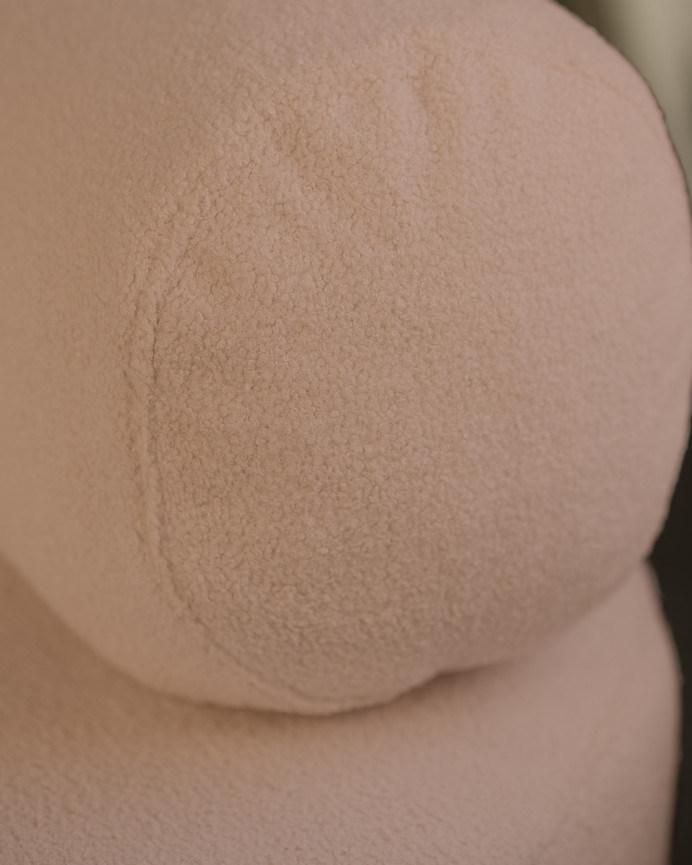 Fauteuil en bouclé rond couleur rose de 91x71cm