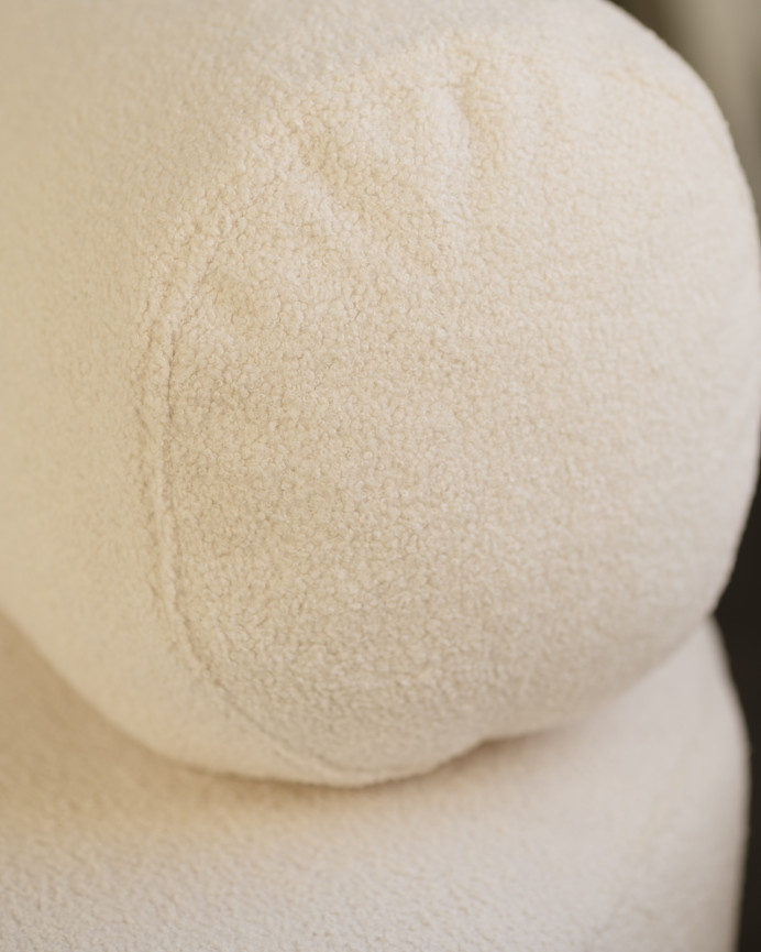 Fauteuil en bouclé rond couleur blanc de 91x71cm