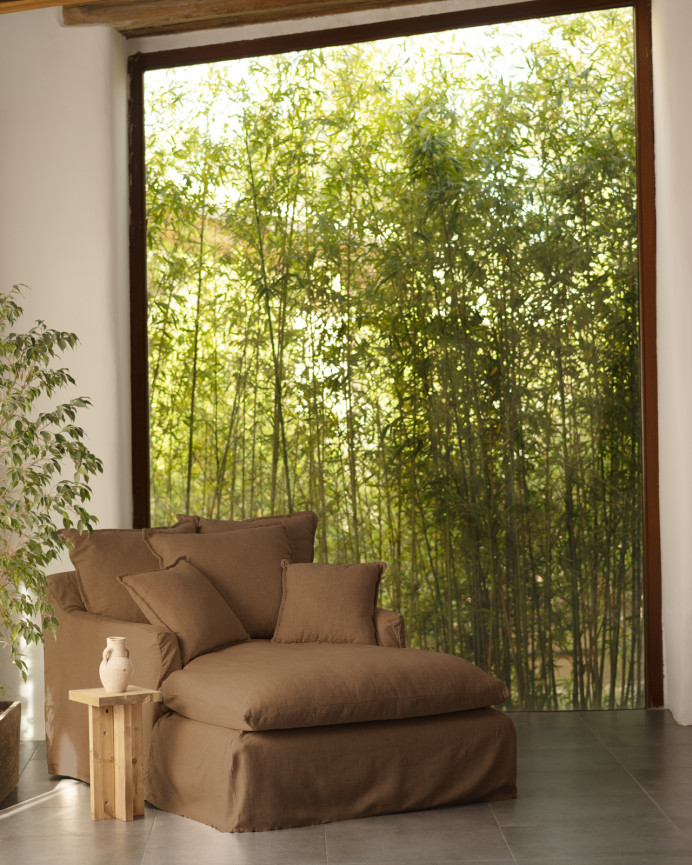Fauteuil en coton et lin couleur tere cuite de 115x170cm