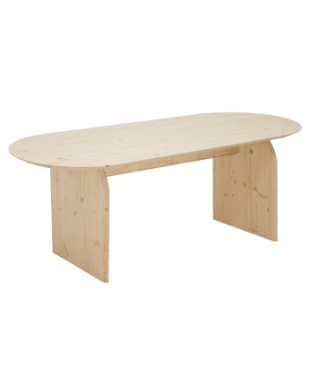 Table à manger ovale en bois massif ton naturel en différentes tailles