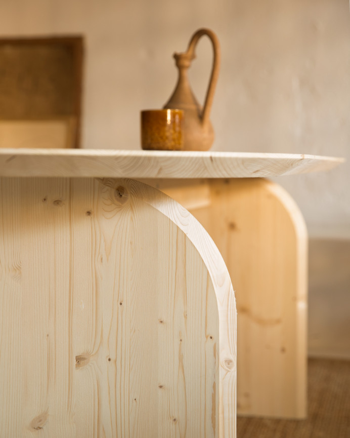 Table à manger ovale en bois massif ton naturel en différentes tailles