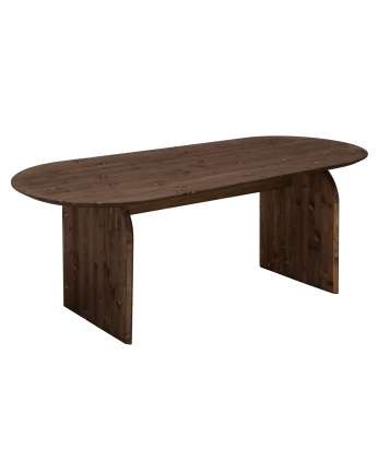Table à manger ovale en bois massif ton noyer en différentes tailles