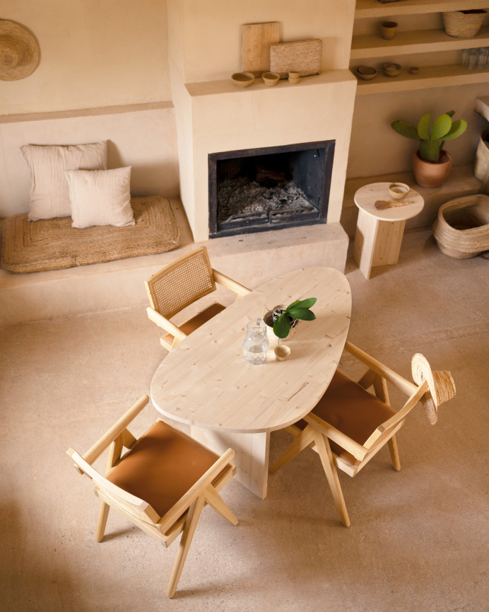 Table de salle à manger en bois massif naturel de 143cm
