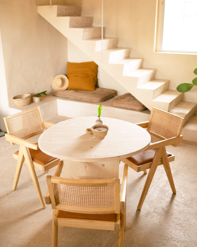 Table basse en bois massif ton naturel de 100cm