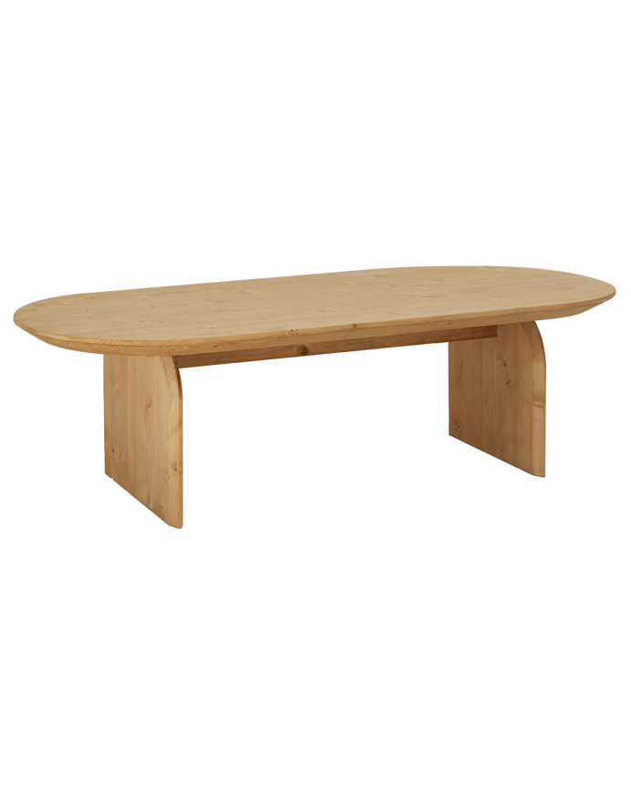 Table basse ovale en bois massif ton chêne moyen en différentes tailles