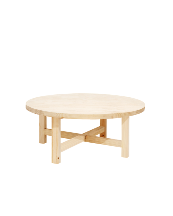 Table basse ronde en bois massif ton naturel en différentes tailles