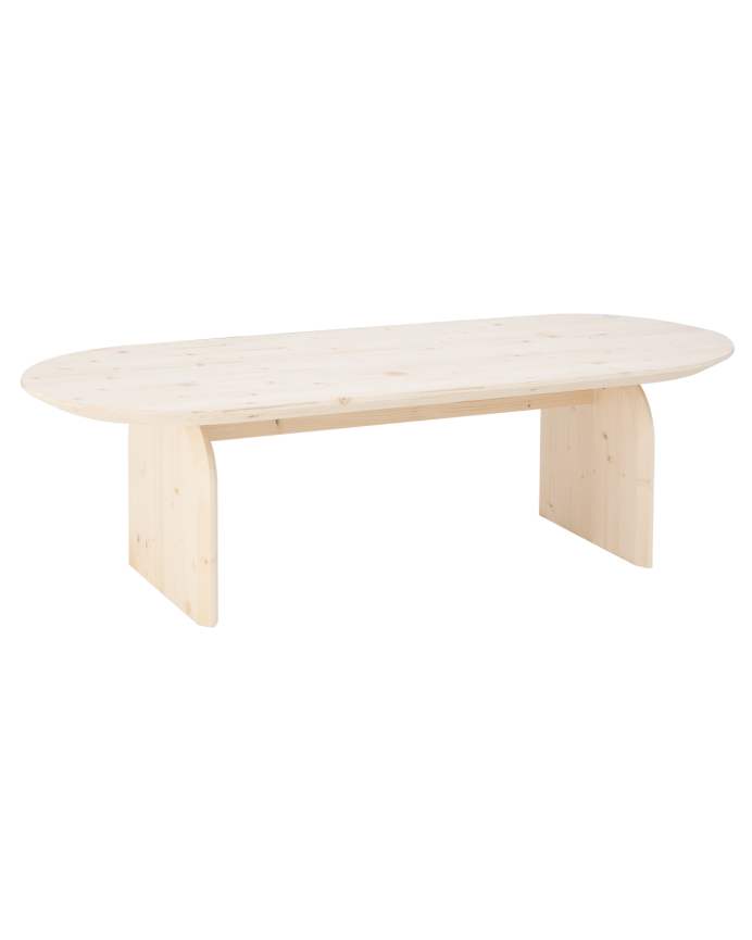 Table basse ovale en bois massif ton naturel en différentes tailles