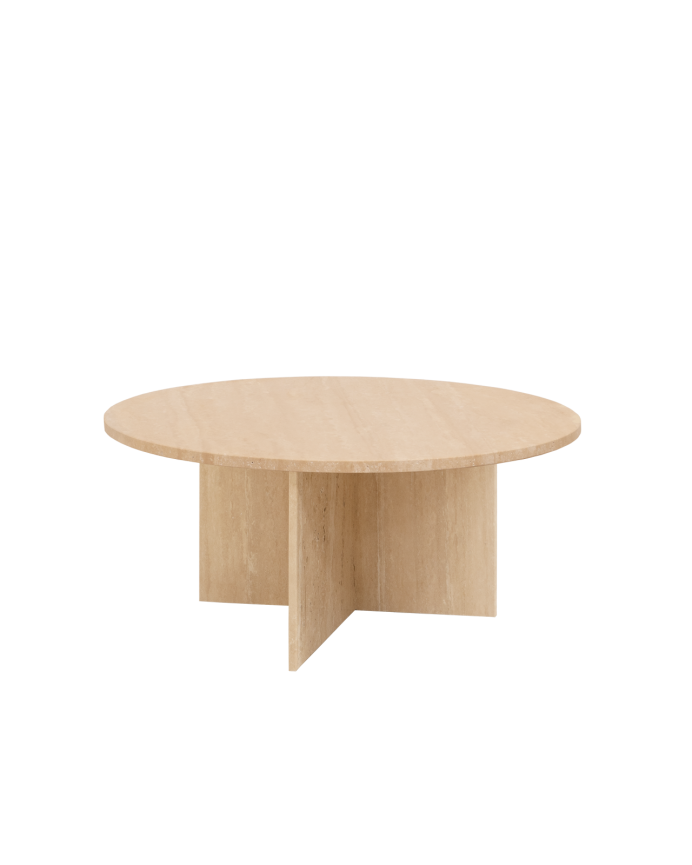 Table basse ronde en marbre travertin disponible en différentes tailles