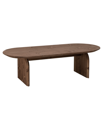 Table basse ovale en bois massif ton noyer en différentes tailles