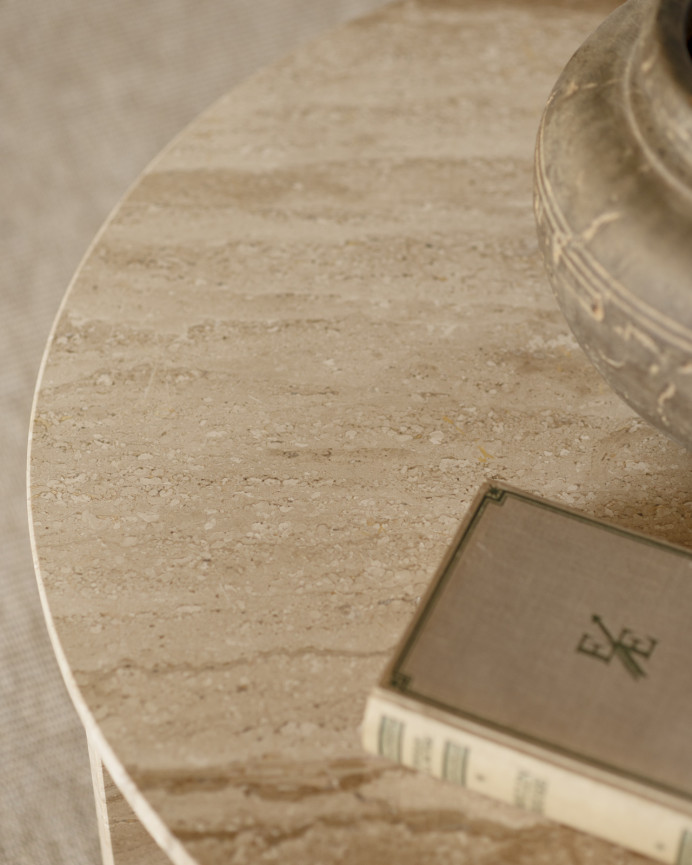 Table basse ronde en marbre daino reale disponible en différentes tailles