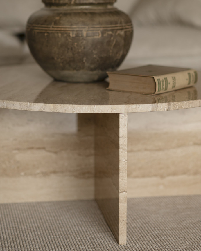 Table basse ronde en marbre daino reale disponible en différentes tailles