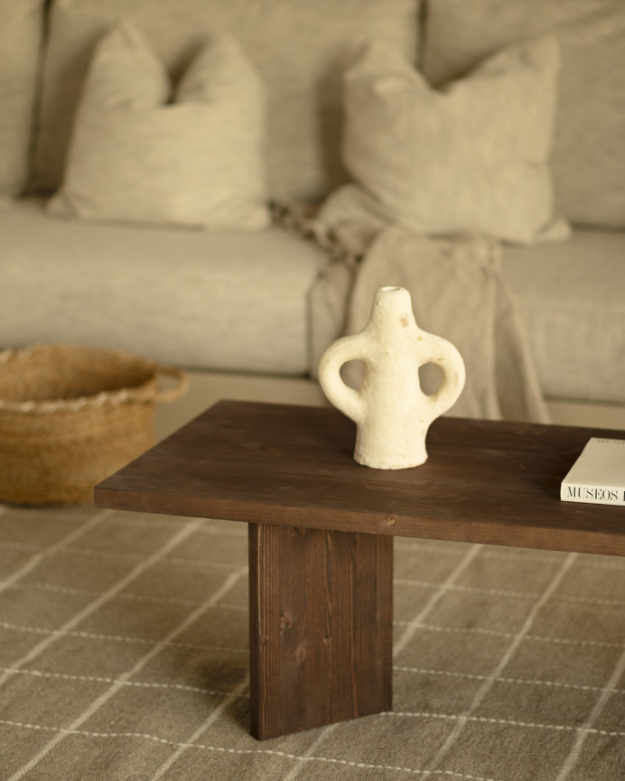 Table basse en bois massif en ton noyer 120x55cm