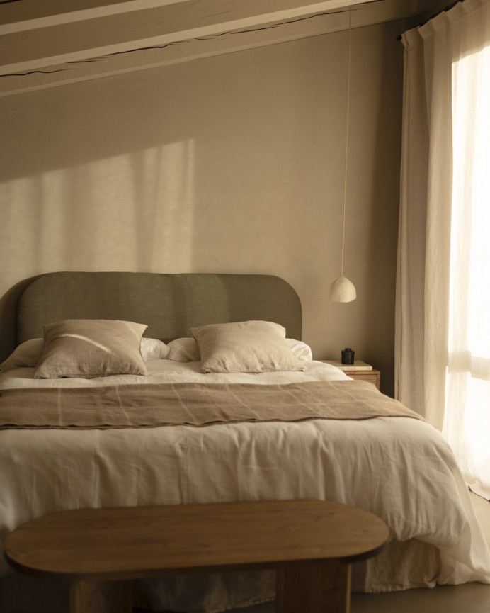Tête de lit déhoussable en lin vert en différentes tailles 