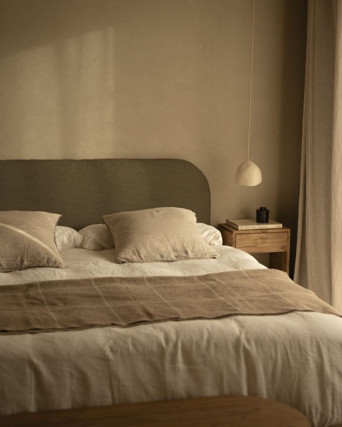 Tête de lit déhoussable en lin vert en différentes tailles 