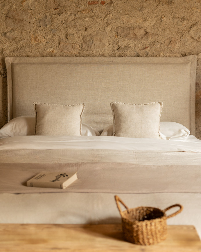 Tête de lit déhoussable en lin beige en différentes tailles