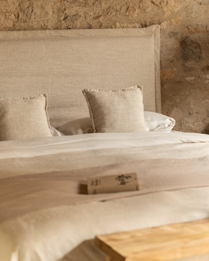 Tête de lit déhoussable en lin beige en différentes tailles