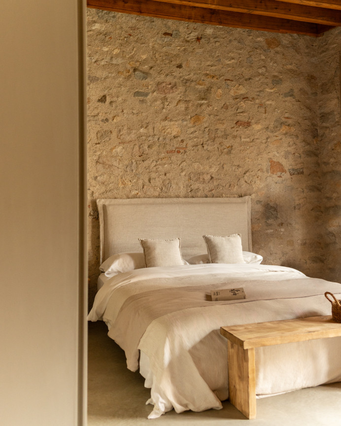 Tête de lit déhoussable en lin beige en différentes tailles