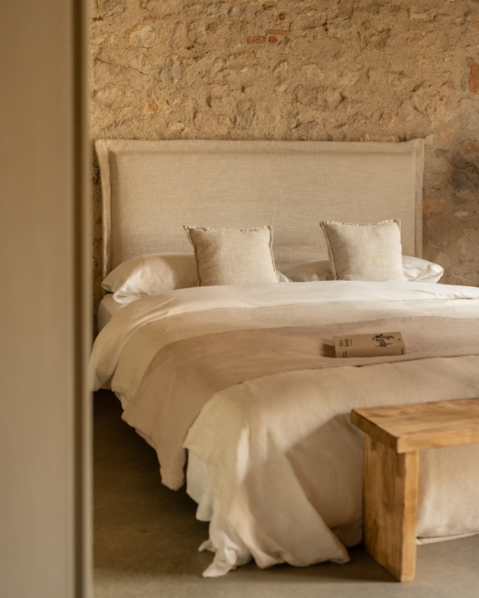 Tête de lit déhoussable en lin beige en différentes tailles
