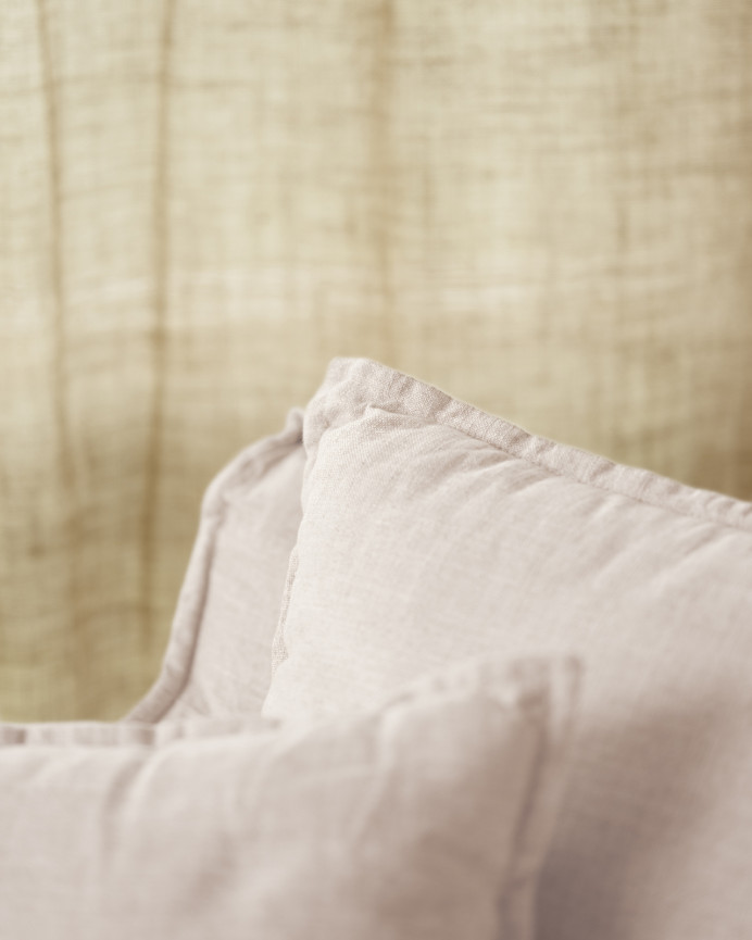 Housse de fauteuil en coton et lin amovible ton blanc de 100x90cm