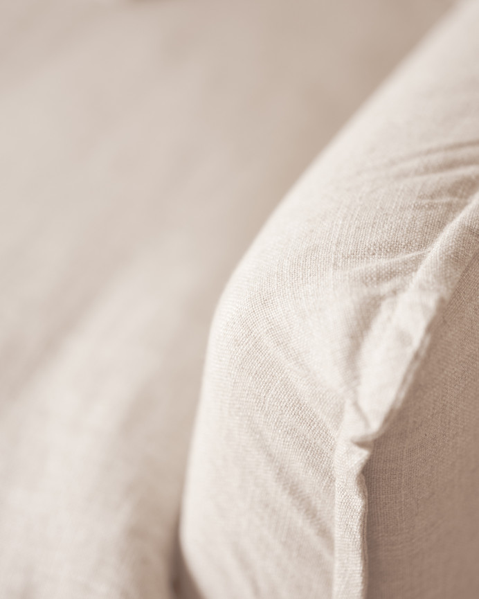 Housse de fauteuil en coton et lin amovible ton blanc de 100x90cm