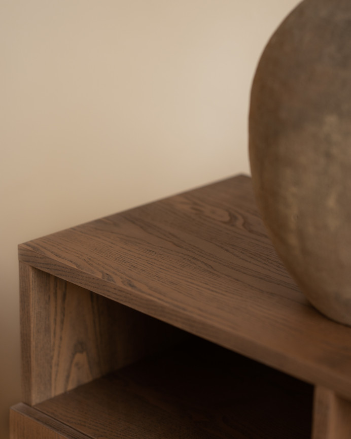 Buffet avec 4 portes en bois de placage de frêne naturel en teinte noisette de 176x40cm