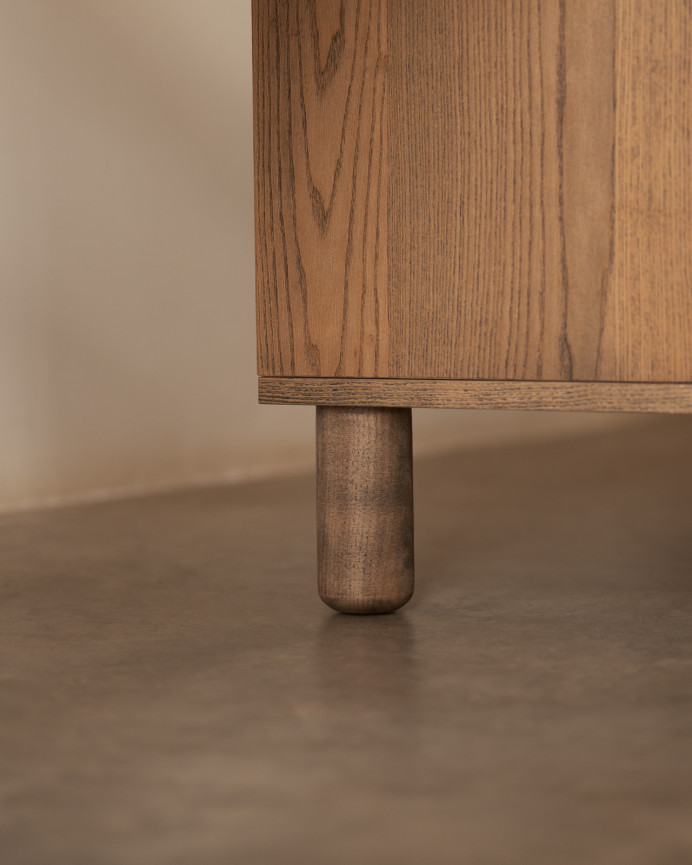 Buffet avec 4 tiroirs en bois de placage de frêne naturel en teinte noisette de 176x40cm