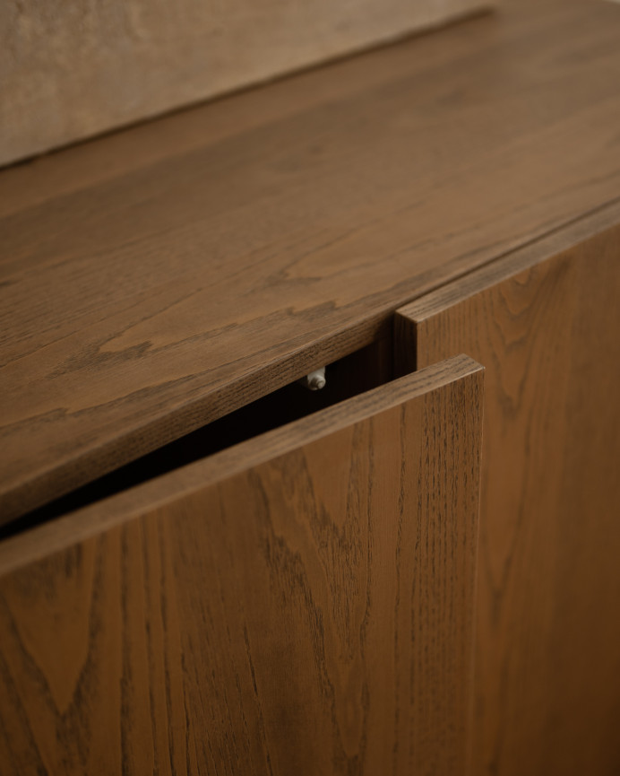Buffet avec 3 portes en bois de placage de frêne naturel en teinte noisette de 160x40cm