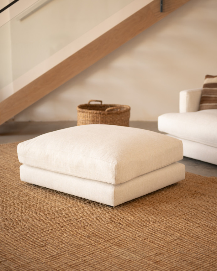 Pouf ton blanc cassé de 96x80cm