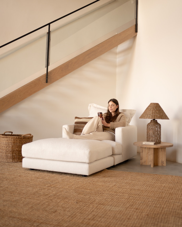 Pouf ton blanc cassé de 96x80cm